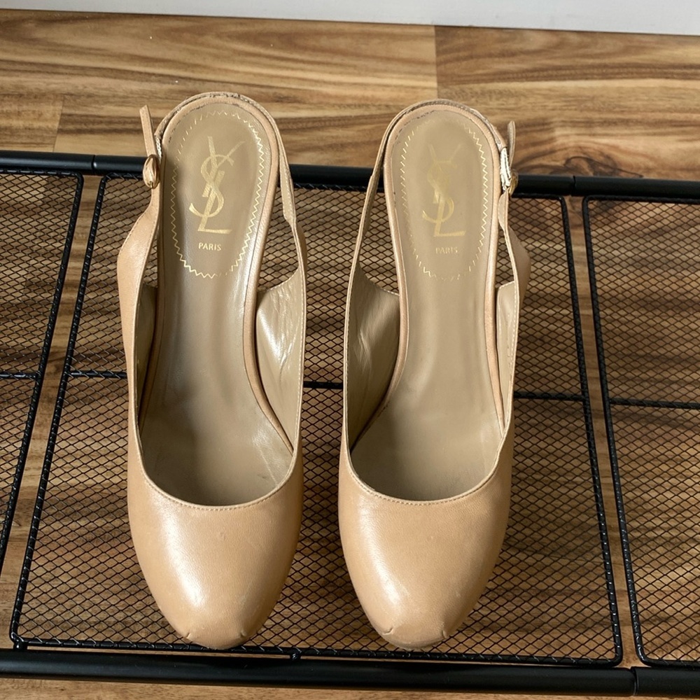 Yves Saint Laurent Tribtoo Beige Slingback pumps 105mm - Size 39